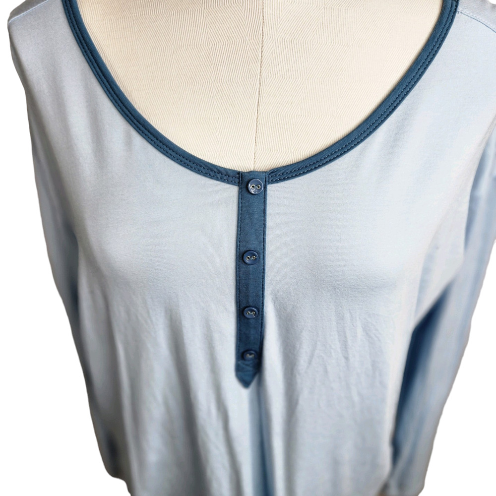 Pendleton Long‎ Sleeve Henley Pajama Top Light Blue Women's Medium - Picture 2 of 8